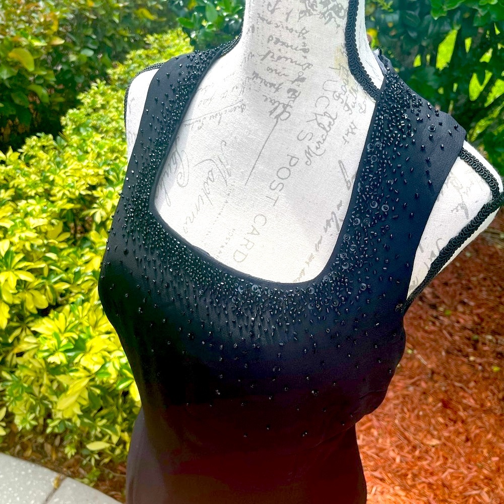 Vintage Black Beaded Formal Dress by Liz Claiborne size 12 - Picture 6 of 16